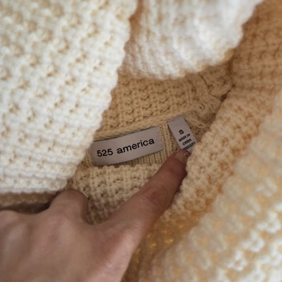 525 America Cream Shaker Turtleneck Sweater cotton knit oversized fit sz Sm - Picture 5 of 11